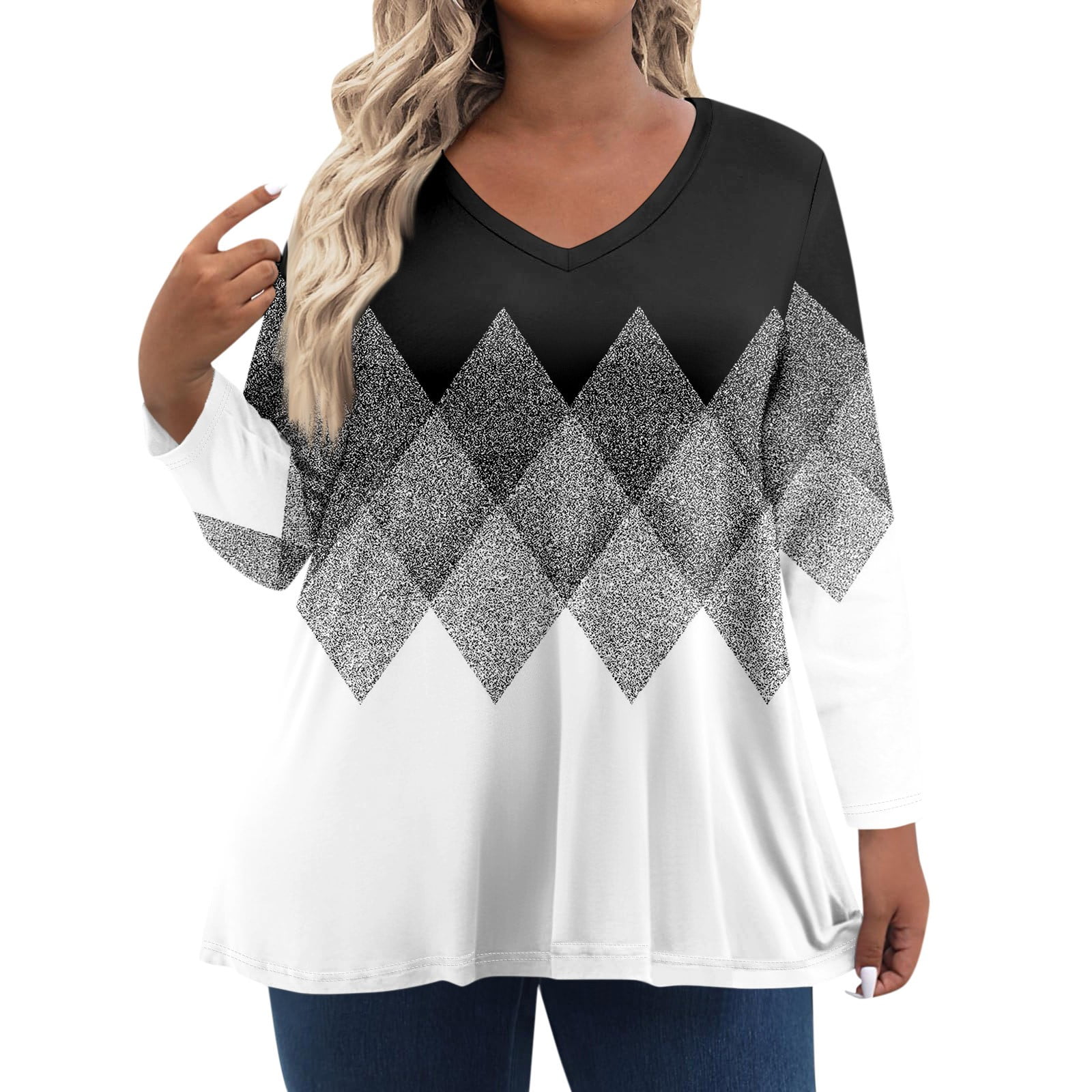 TQWQT Womens Plus Size Tops 4x-5x Trendy Long Sleeve Shirts Floral ...