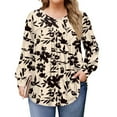 thumbnail image 1 of TQWQT Womens Plus Size Tops 4x-5x Trendy Long Sleeve Tunics Shirts Floral Graphic T-Shirt Crewneck T Shirts Dressy Casual Tunic Tops Beige 2XL, 1 of 5