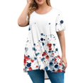 thumbnail image 1 of TQWQT Womens Plus Size Tops Cute Women's Plus Size Tunic Tops Crewneck Plus Size Top 2x Short Sleeves Floral Print Dressy Casual Tee Shirts Plus Size Womens Clothes Red 4XL, 1 of 4