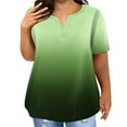 thumbnail image 1 of TQWQT Womens Plus Size Tops Loose Summer Sexy Tunic V Neck Short Sleeve Gradient Print Blouses 4x-5x Casual Tunics Blouses with Pocket Green 3XL, 1 of 5