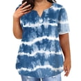 thumbnail image 1 of TQWQT Womens Plus Size Tops Loose Summer Sexy Tunic V Neck Short Sleeve Gradient Print Blouses 4x-5x Casual Tunics Blouses with Pocket Royal Blue XL, 1 of 5