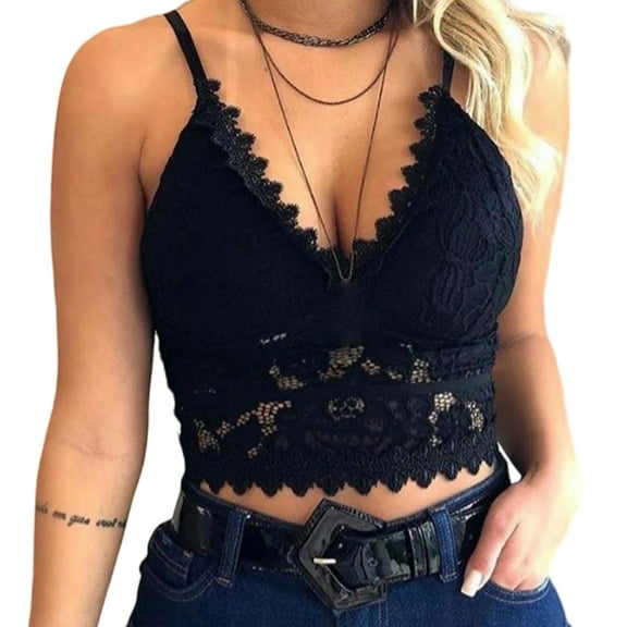 TQWQT Womens Tank Tops Lace Casual Camisole Cami Crop Tank Tops Lingerie Bustier Spaghetti Strap Crop Top,Black XXL