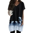 thumbnail image 1 of TQWQT Womens Tunic Tops with Pockets Long Shirts for Legging Plus Size T-Shirts V-Neck Short Sleeve Oversized Ethnic Floral Print Long Tops Summer Tops, 1 of 5