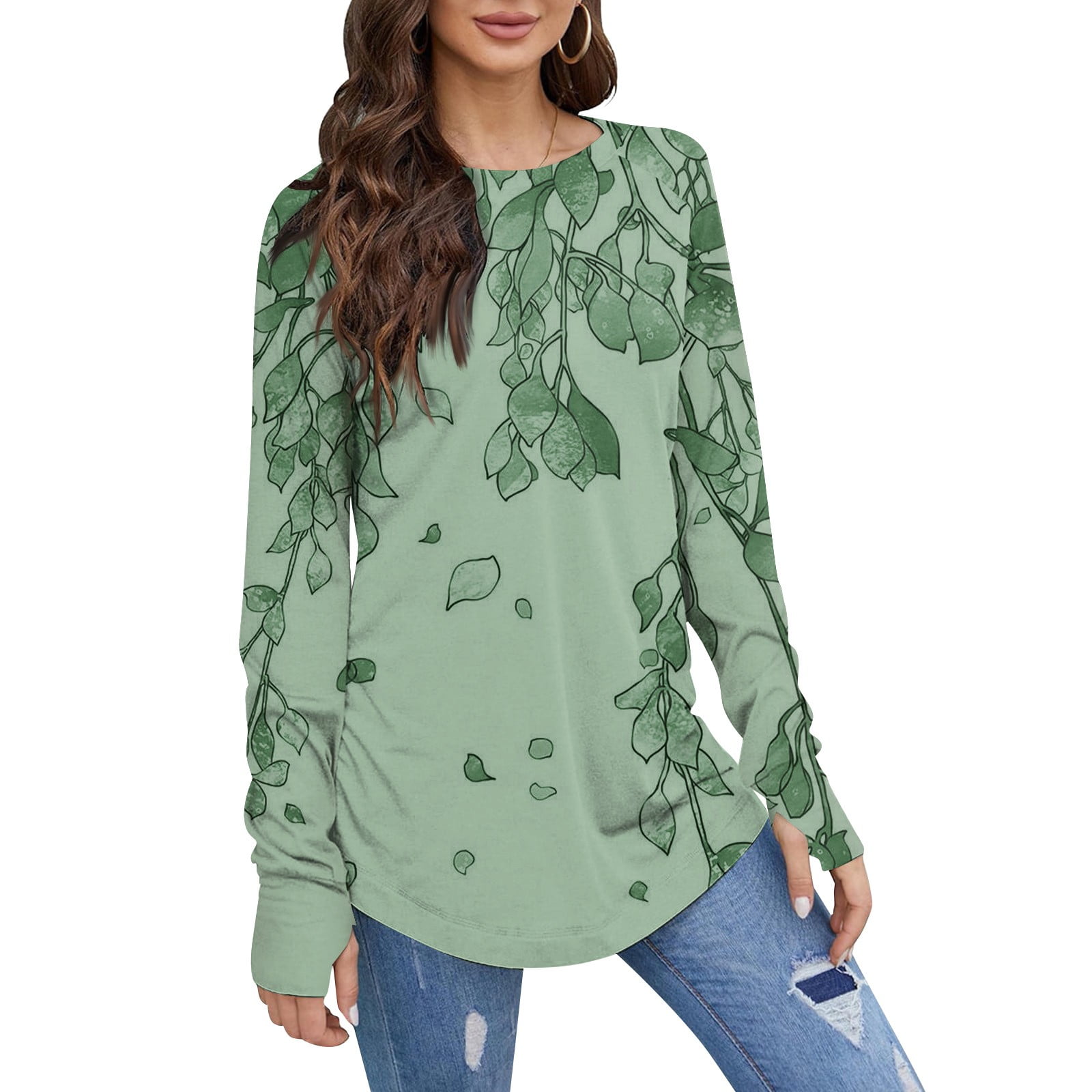 TQWQT Womens Workout Tops Spring Casual Long Sleeve Womens Shirts ...
