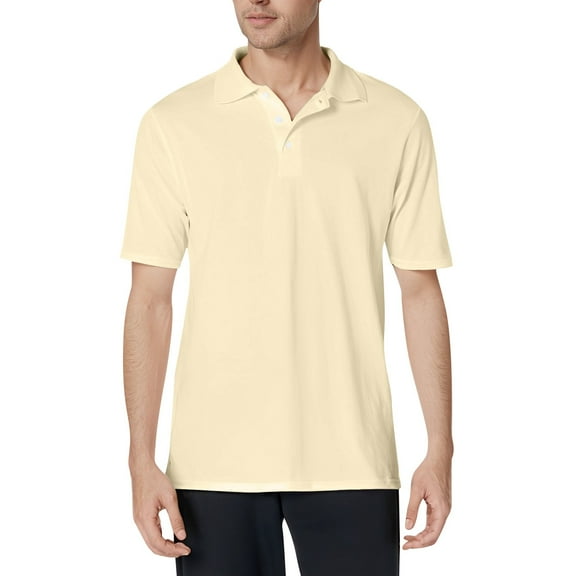 TQWQT Yellow Polo Shirt Men Summer Quick Dry Short Sleeve Button Down Shirt Lightweight Dressy Casual Classic Tops 2025 S