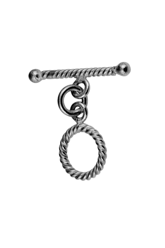 TR-104 Black Rhodium Overlay Round Toggle & Bar make by twisted wire 10MM Round Ring