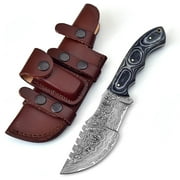 TR-1168 Custom Handmade Damascus Steel 10 Inches Tracker Knife (Micarta)