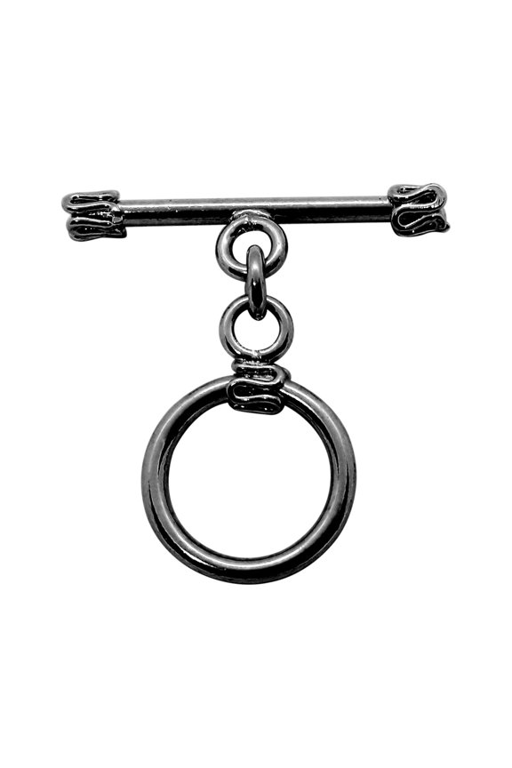 TR-131 Black Rhodium Overlay Small Beautiful Wrapped Zigzag Wire Toggle 15MM Round Ring