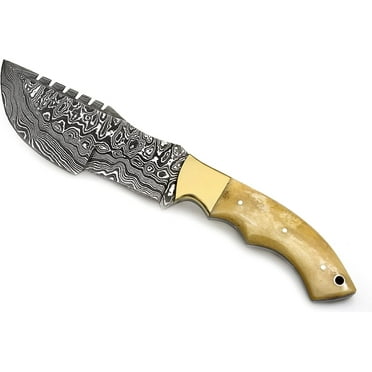 TR-177 Custom Handmade Damascus Steel 10 Inches Tracker Knife (Bone)