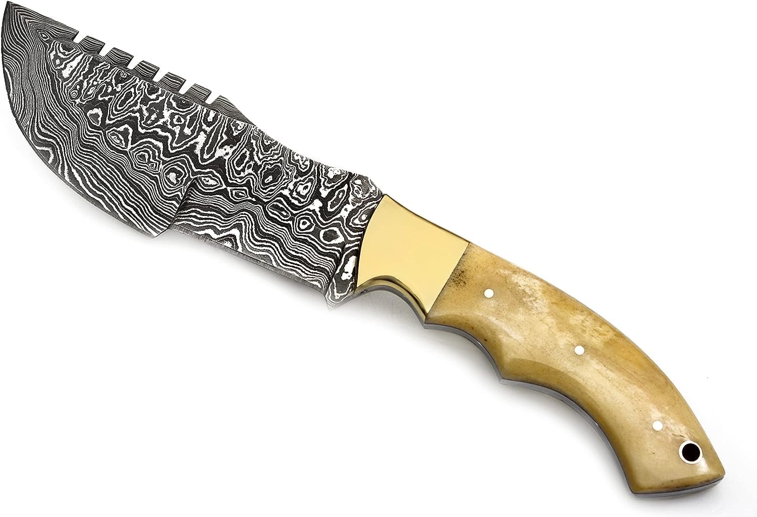 TR-177 Custom Handmade Damascus Steel 10 Inches Tracker Knife (Bone)