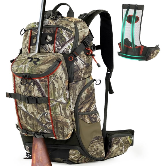 TR Hunting Backpack 3400cu,Waterproof Hunting Pack with Holder, Internal Frame, Rain Cover, Hunting Daypack for Bow Gun
