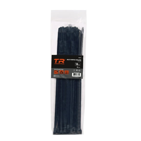 TR Industrial 88305 Multi-Purpose Cable Ties, 50pk, 18", Black