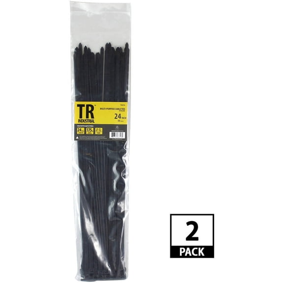 TR Industrial Multi-Purpose UV Resistant Black Cable Ties, 24", 100pk