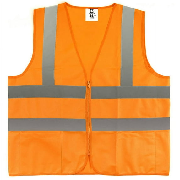 TR Industrial Orange High Visibility Reflective Class 2 Safety Vest, Large, 5-Pack
