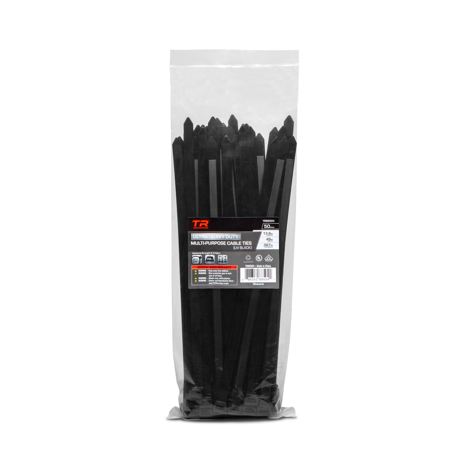 TR Industrial Ultra Heavy Duty Multi-Purpose UV Cable Ties (100-Piece), 250 lbs. Tensile Strength, 13.8", Black