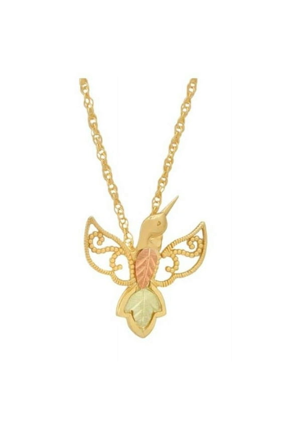 G C25724 CCO 10K Black Hills Gold Hummingbird Pendant, Tri Color