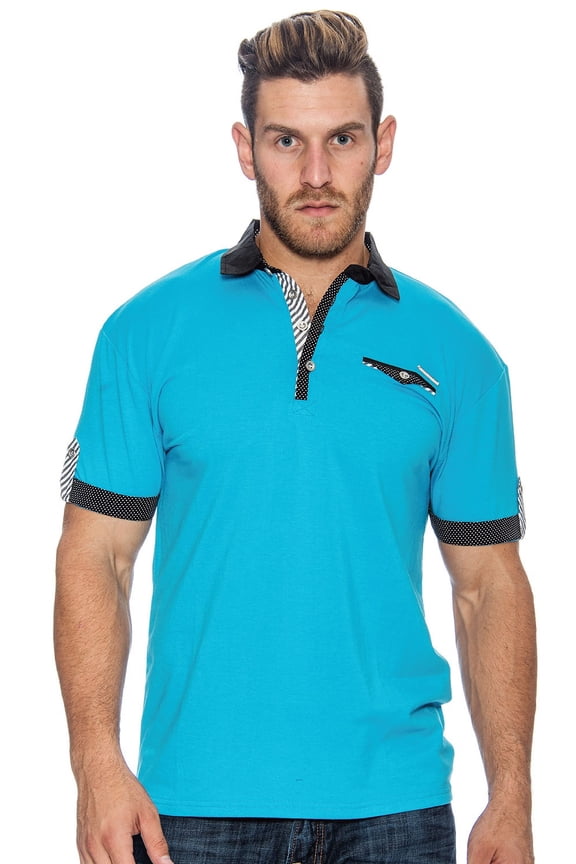 TR Men's Lightweight Fashion Polo Shirt by 9 Crowns Essentials (Blue, Large)