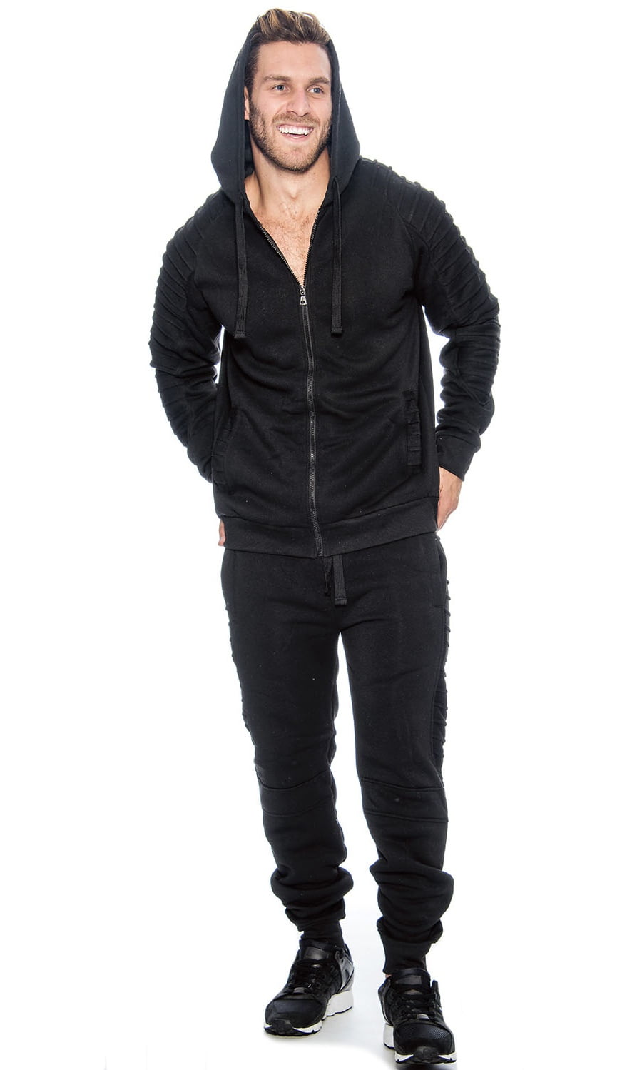 Essentials Men's Hooded Fleece Sweatshirt, Black, Medium