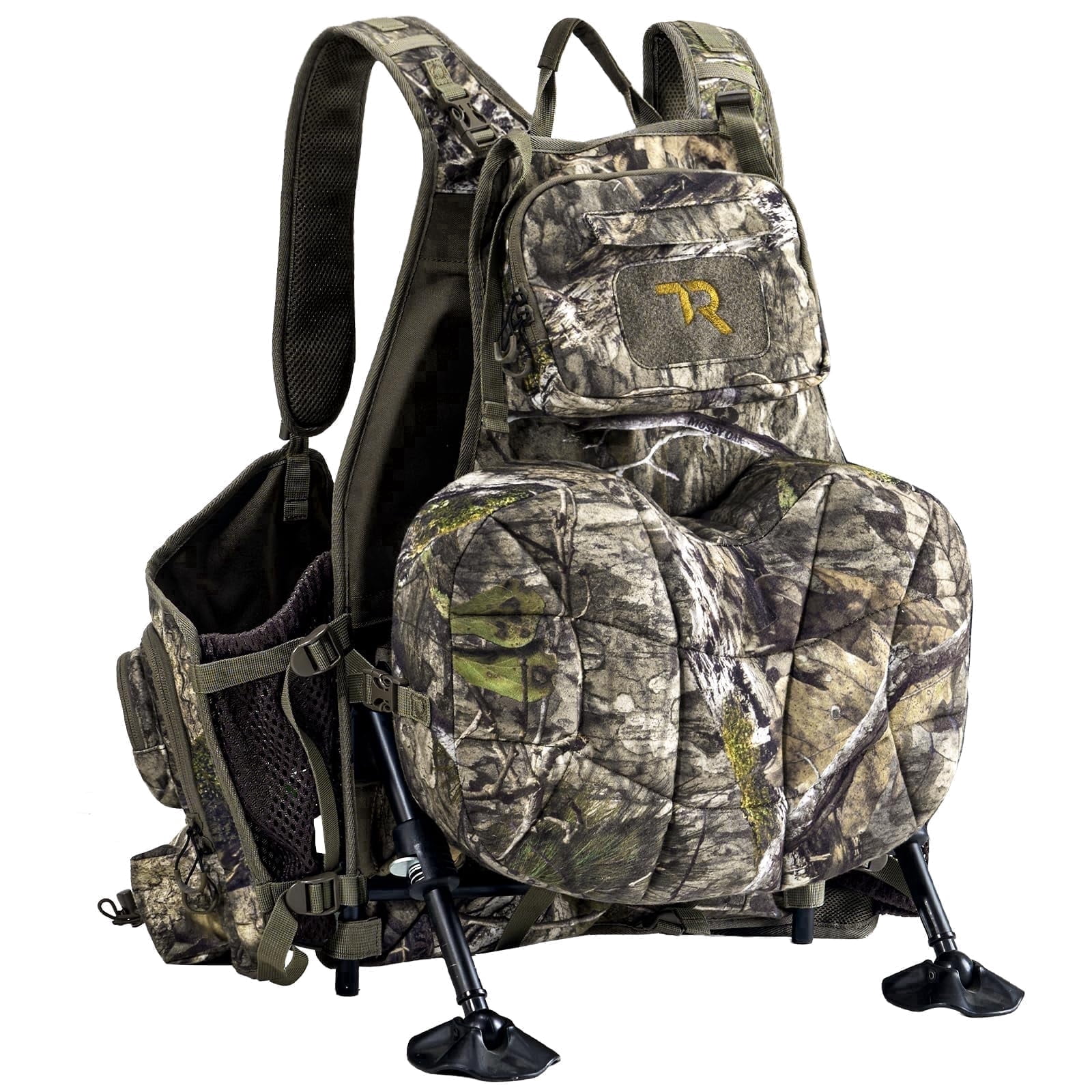TR Turkey Vest for Hunting with Frame and Seat,Camo Hunting Vest with Kickstand,Memory Foam Cushion, Game Pouch & Multi-Pocket Storage Lightweight Adjustable Turkey Hunting Gear for Men Women