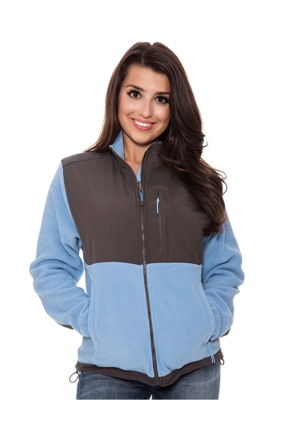 TR Women's Sport Fleece Jacket by 9 Crowns Essentials (Sky/Grey, Small)