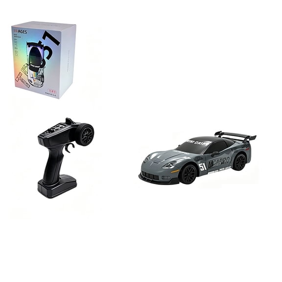 TR051 1/43 Scale RC Drift Car with Gyro-Stabilized, 2.4G 4WD Full-Scale Drift Racing Car with Simulated Brake Calipers, 15km/h High-Speed Sports Car for Adults