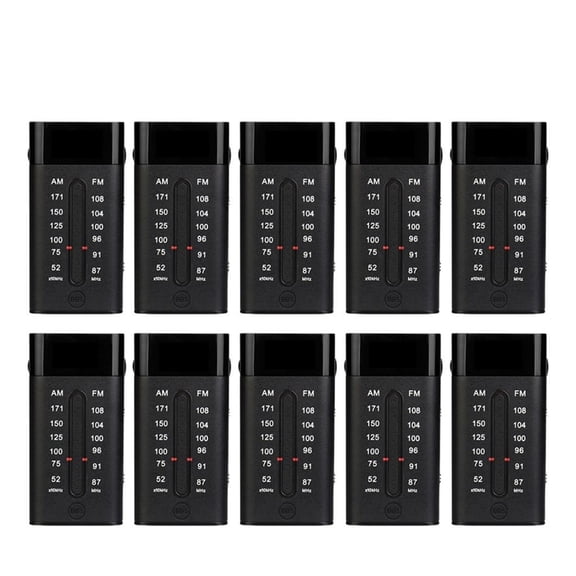 TR107 10pcs Portable Mini Pocket Radio FM AM Pointer Tuning Stereo Support BBS Mega Bass With Earphone For Walk Jog Gym