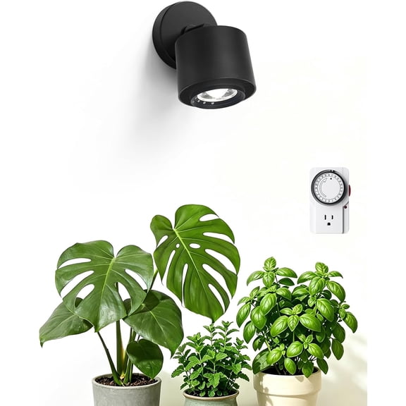 TR40a Track Plant Lights for Indoor Growing, 40W Ceiling Grow Lights with Adjustable Beam Angle (15-60), 5000K Full Spectrum Wall Plant Light with Timer for Greenhouse, Black Cover