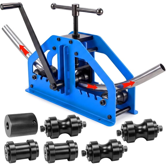 TR60A Tube Roller Bender, 1.5" Manual Pipe Bending Tool with 6 Dies Heavy Duty Carbon Steel Tube Bender for Round and Square Tubes, 360° Bending Tool for Steel and Aluminum Fabrication Projects