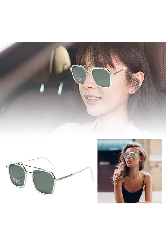 Vintage Square Sunglasses with Double Bridge, TR90 Material, Polarized and Scratch resistant