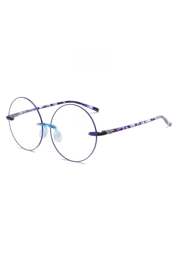 TR90 Ultra-light Anti-blue Light Purple Reading Glasses for Women Circle Round Fashion HD Tortoise Readers +1.00