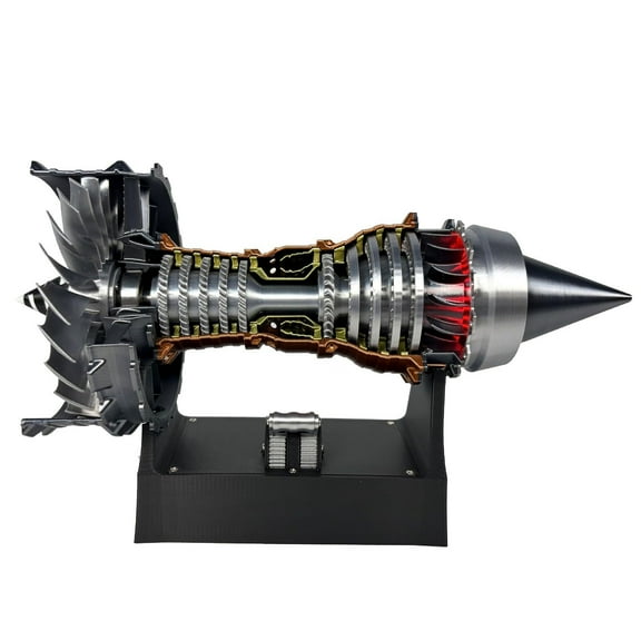 TR900 Turbofan Engine Model - Adjustable Speed LED Light Aircraft Turbojet Replica for Aviation Enthusiasts and Desk Decor