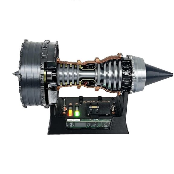 TR900 Turbofan Engine Model - Adjustable Speed LED Light Aircraft Turbojet Replica for Aviation Enthusiasts and Desk Decor