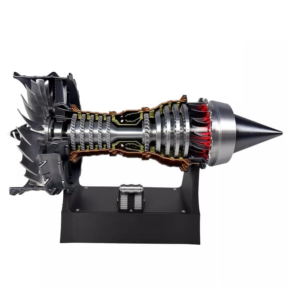 TR900 Turbofan Engine Model - Adjustable Speed Turbojet Engine Simulation for Mechanical Science Education & Decor, 28cm Assembly Version