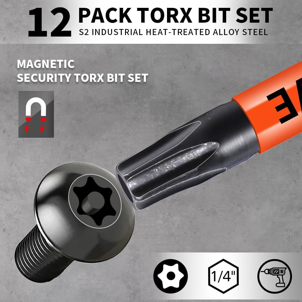 10-Pack Impact Torx Bit Set – T15, T20, T25, T30, T40 In S2 Steel, 2-Inch 10-Pack Impact Torx Bit Set – T15, T20, T25, T30, T40 In S2 Steel, 2-Inch