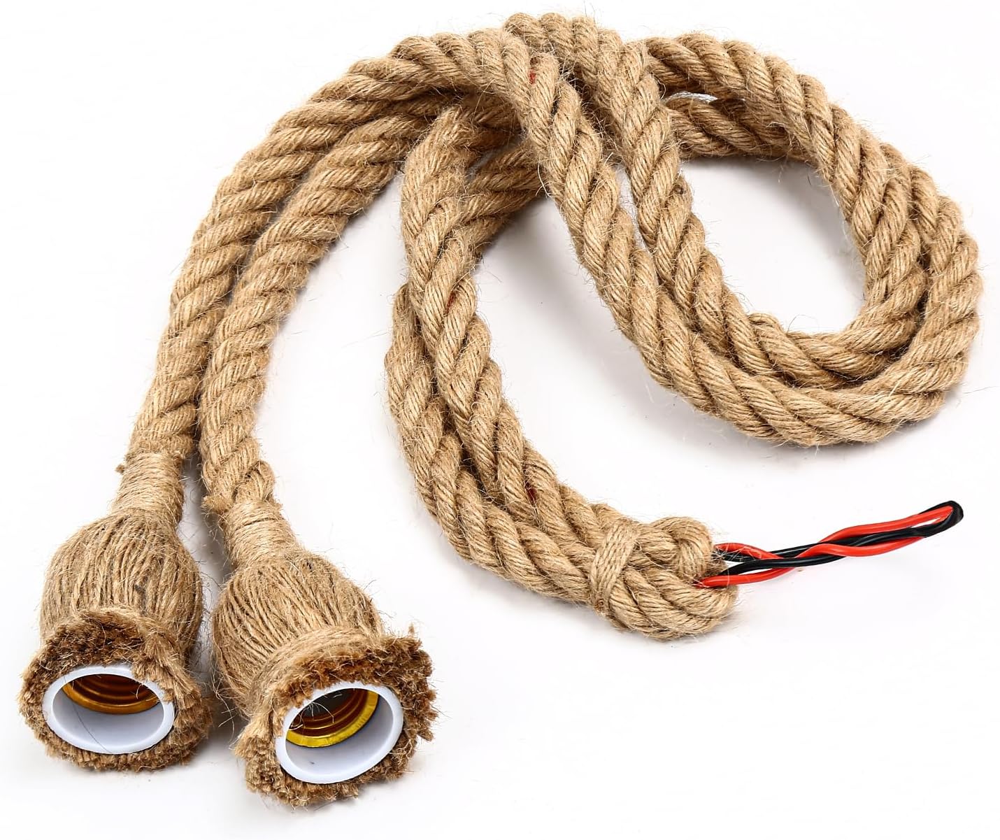 Hanging String Rope Light TRA-2 Heads 1 Meter Rope Pendant Light Retro Hemp Rope Hanging Light ...