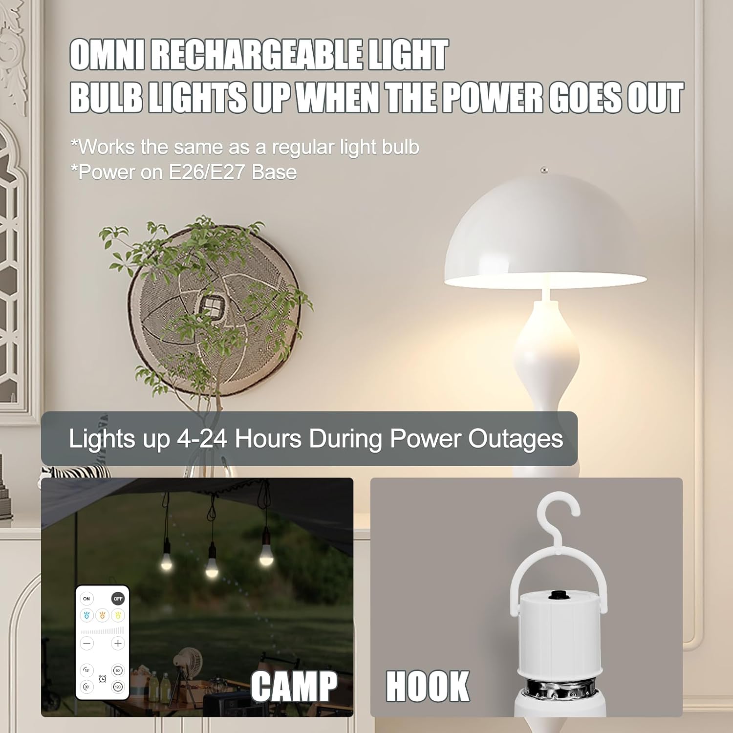 Remote Control Mini Led Bulbs TRA-3 Pack Rechargeable Light Bulbs with Remote Control, Battery ...