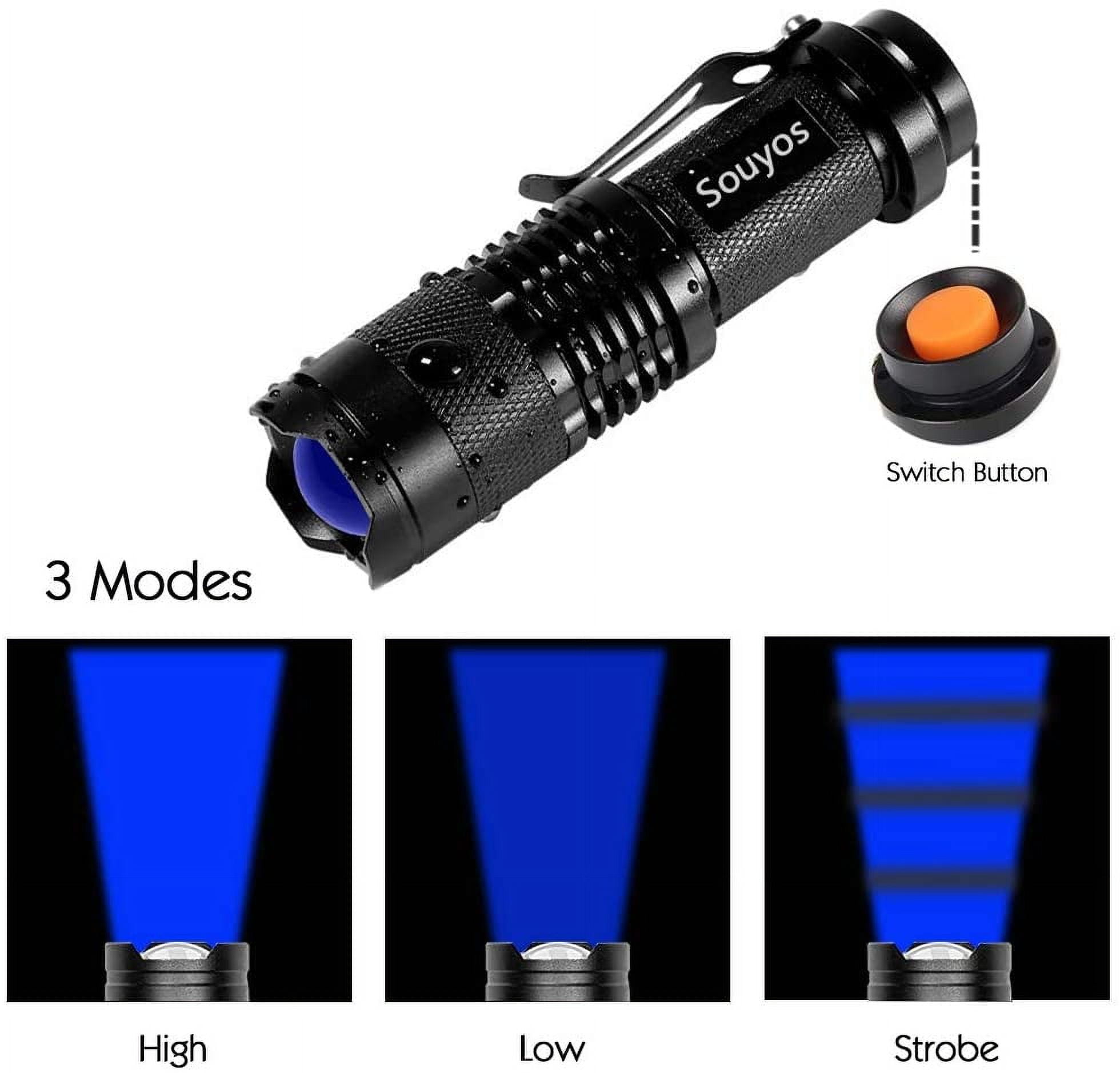 TRA-3 Pack Zoomable LED Flashlight, 3 Modes Blue Beam Flashlight for ...