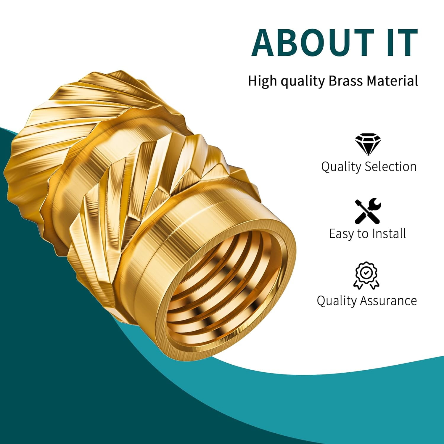 TRA-50Pcs Threaded Inserts M4x8.1 Brass Heat Set Insert for Plastic and ...