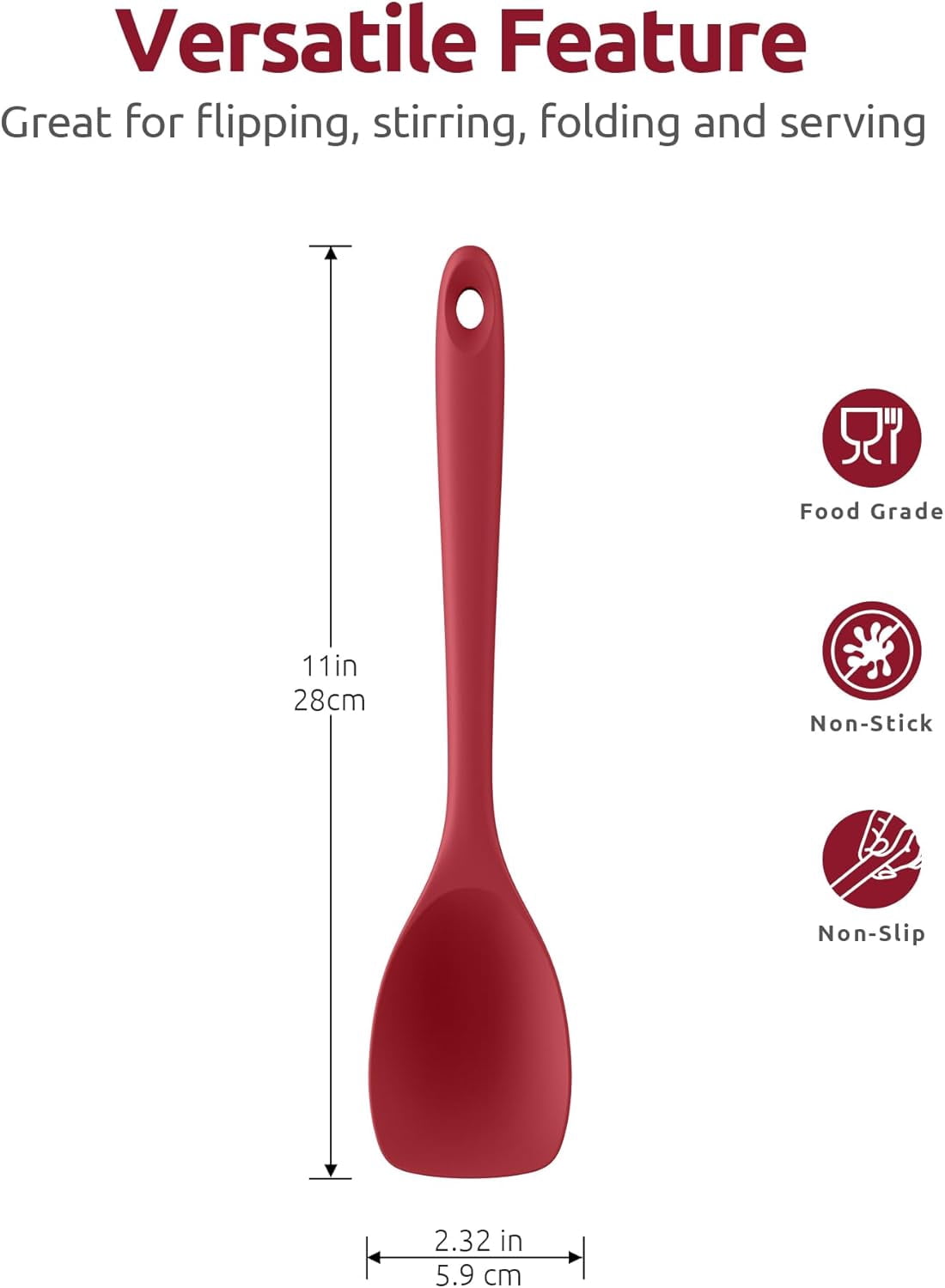 TRA-600ºF Heat Resistat Spatula Spoon: Flexible Silicone Cooking Scoop ...