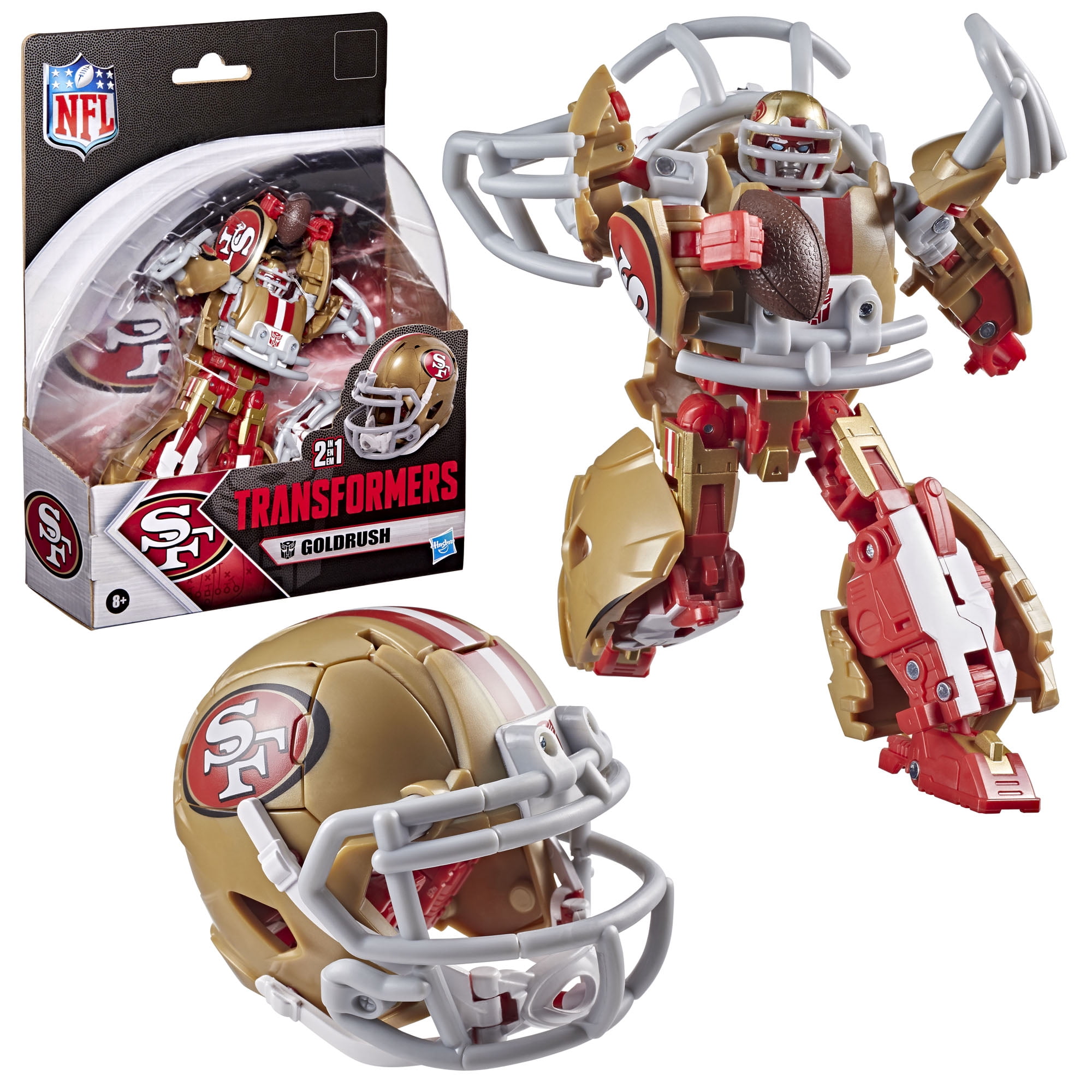 Transformers Toys NFL San Francisco 49ers Goldrush, 5.5" Collectible Action Figure, 8+