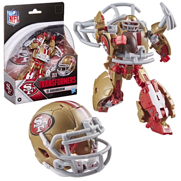 Transformers Toys NFL San Francisco 49ers Goldrush, 5.5" Collectible Action Figure, 8+
