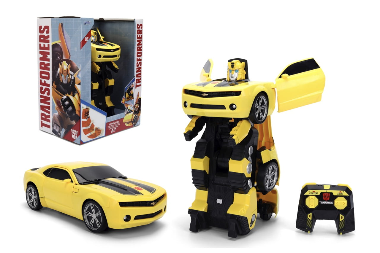 Transformers Bumblebee Converting RC by Jada Toys Auto Transformation Robot with Electronic Sounds, 11", Radio Control Cars
