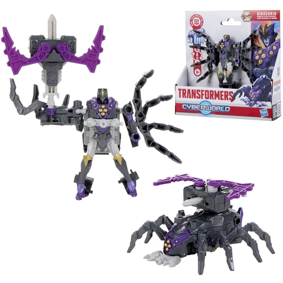 Transformers Toys CYBERWORLD Armored Cyber Changers Airachnid Action Figure, 6+