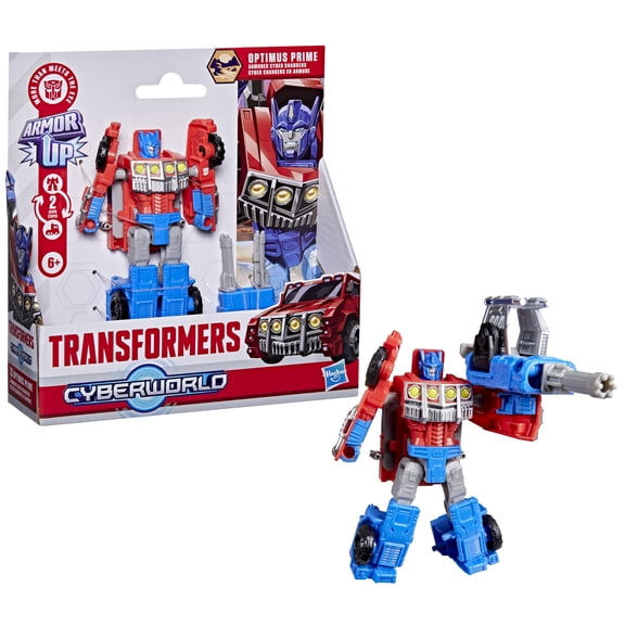 Transformers Toys CYBERWORLD Armored Cyber Changers Optimus Prime Action Figure, 6+