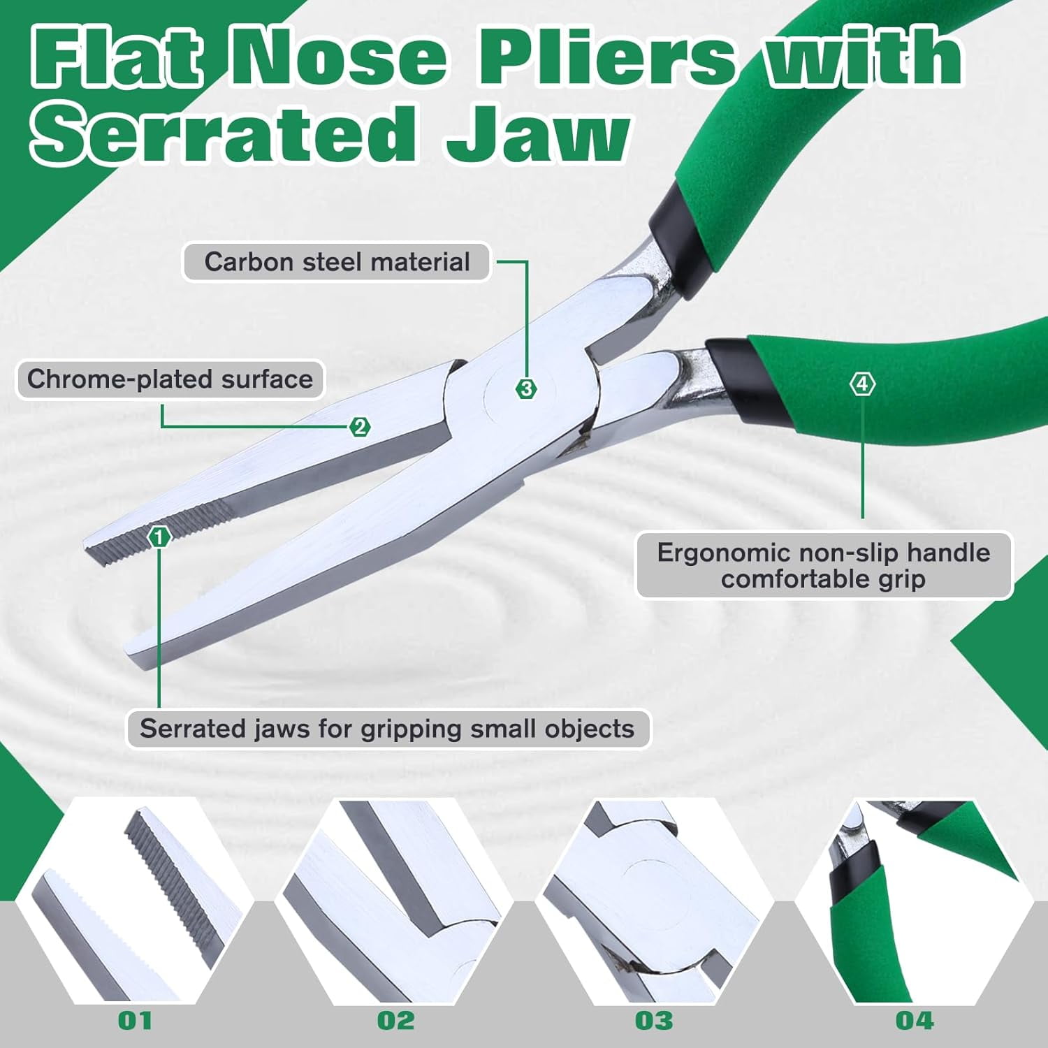 TRAFlat Nose Pliers Duck Bill Jaw Pliers with Serrated Jaw Flat Nose