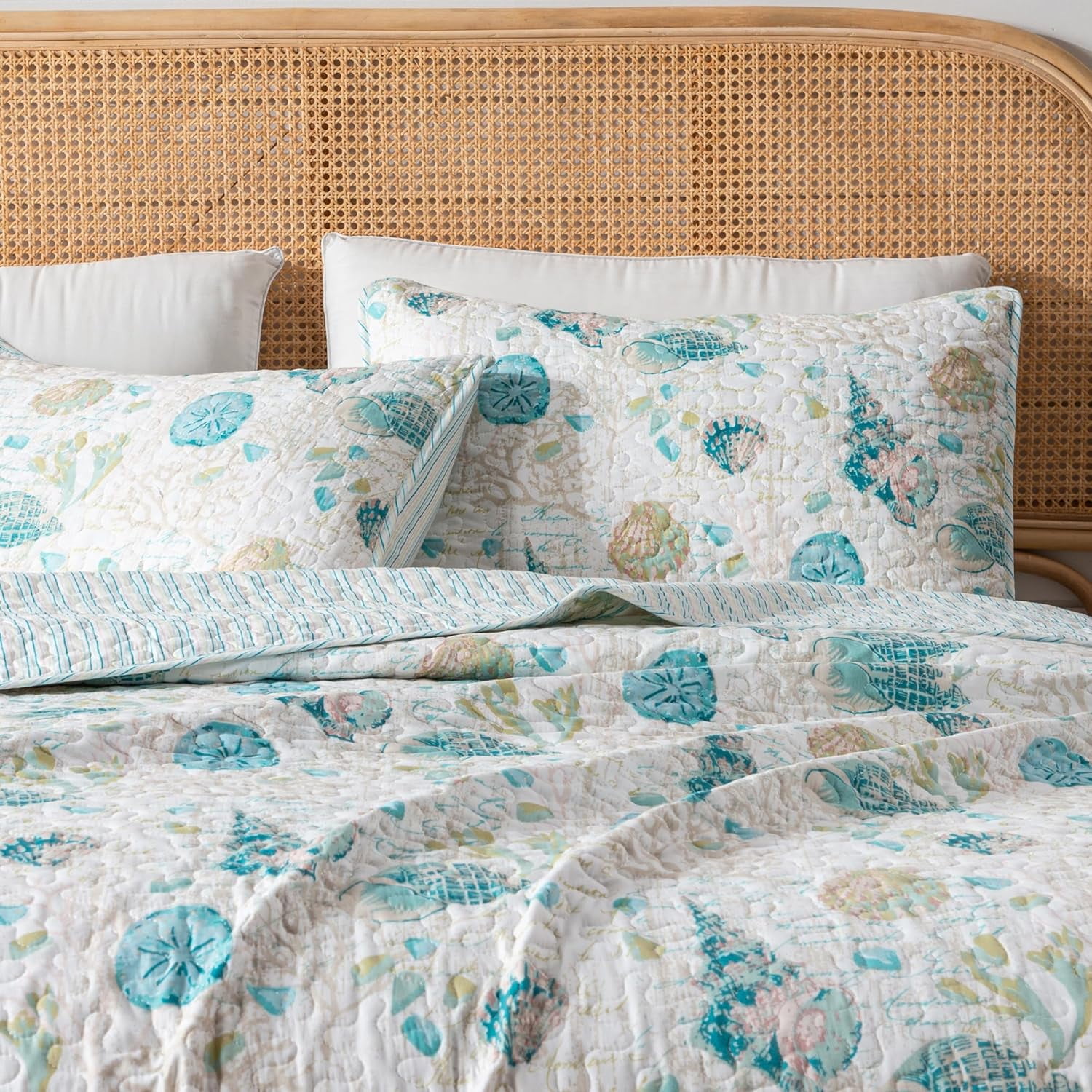 TRA-Full / Queen Coastal Quilt Bedding Set, Summer Coastal Quilt with ...