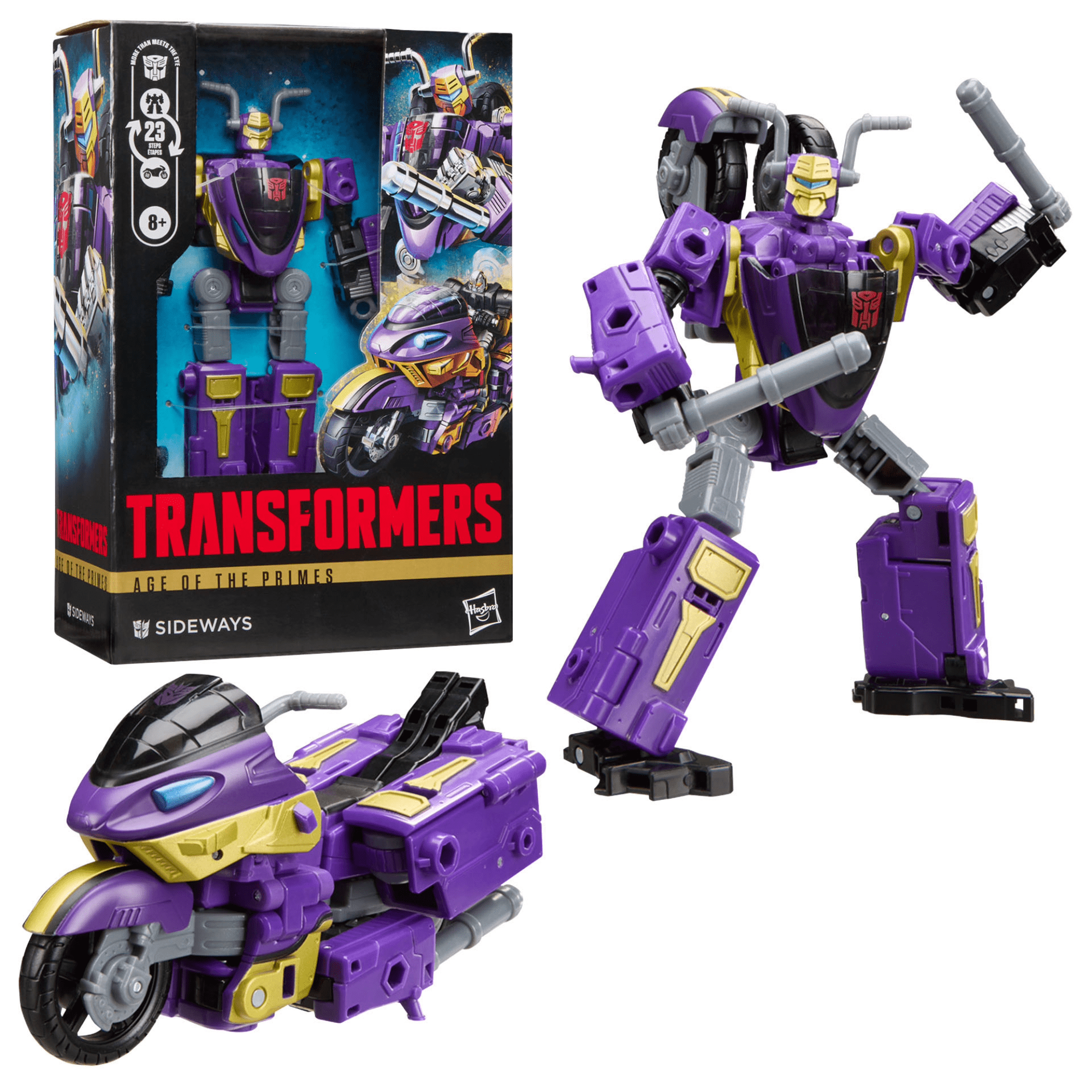 Transformers Toys Age of The Primes Sideways 5.75" Action Figure, 2 Mini-Con Figures, 8+