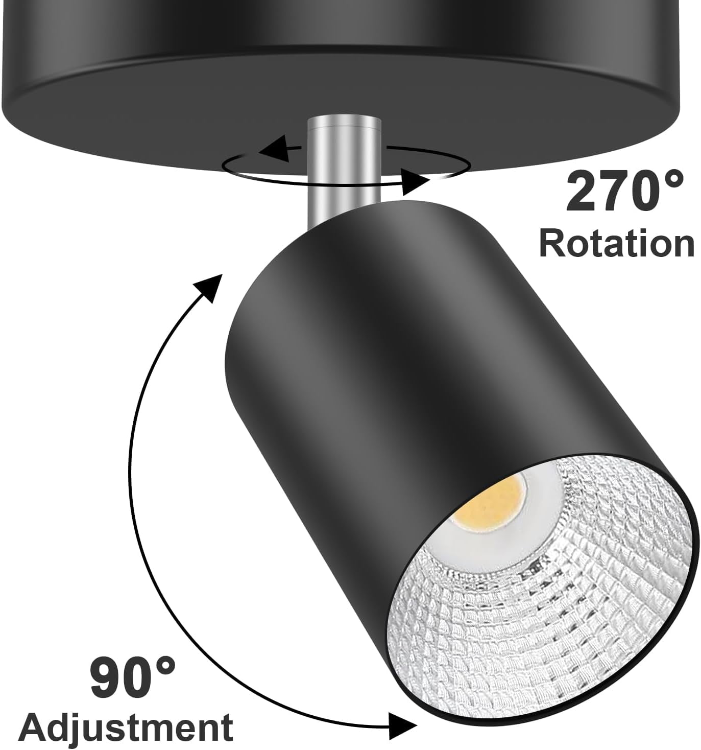 TRA-LED Light Track Lighting Kit, Ceiling Track Lighting Flexibly Rotatable Light Head, Track Lighting Fixtures Ceiling for Kitchen, Living Room, Bedroom, GU10 Bulb Not Included(Black)