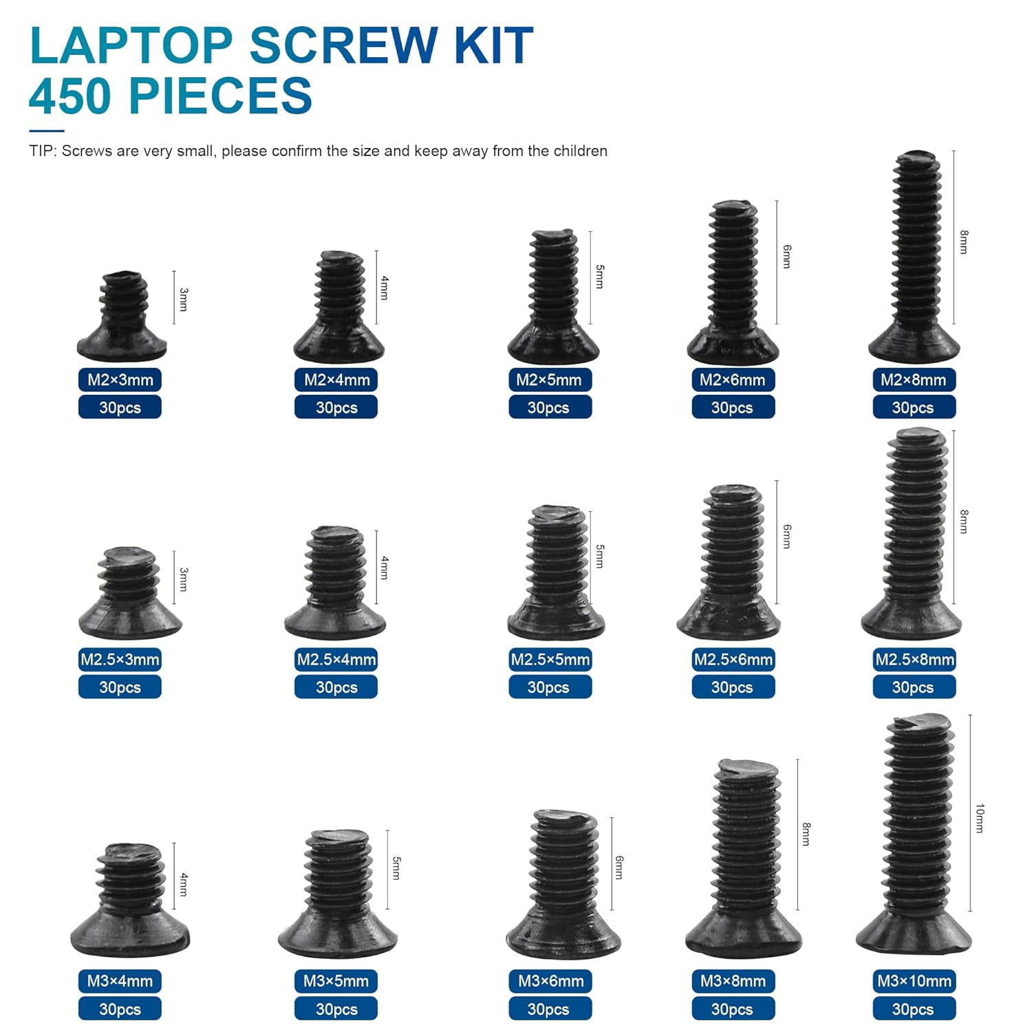 TRA-Laptop Computer Screw Kit, M2 M2.5 M3 Countersunk Flat Head ...