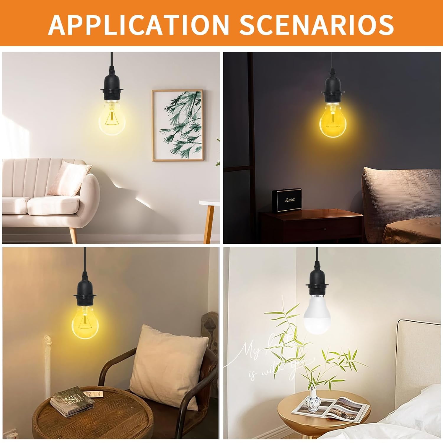 TRA-Plug in Hanging DIY Light Fixture,14.8FT Pendant Lamp Lights Cord ...